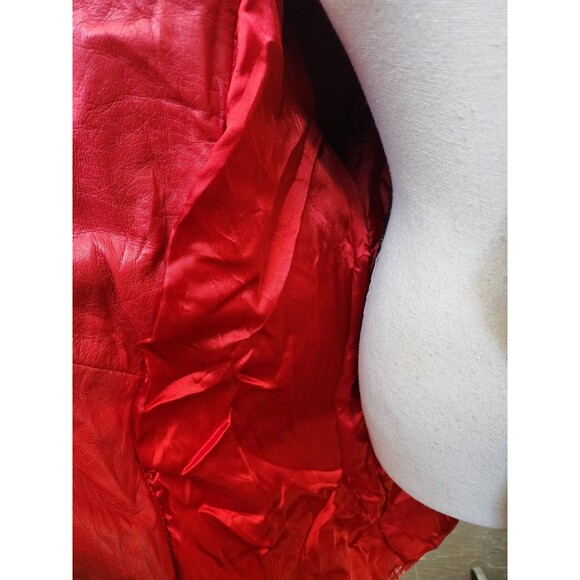 Excelled Vintage Red Leather Coat Belted Size Medium Full Zip - Picture 6 of 12